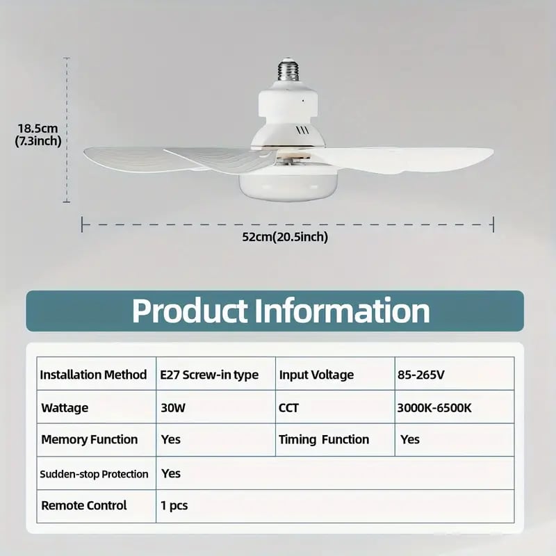 SmartBreez Ultra Quiet LED Fan Light